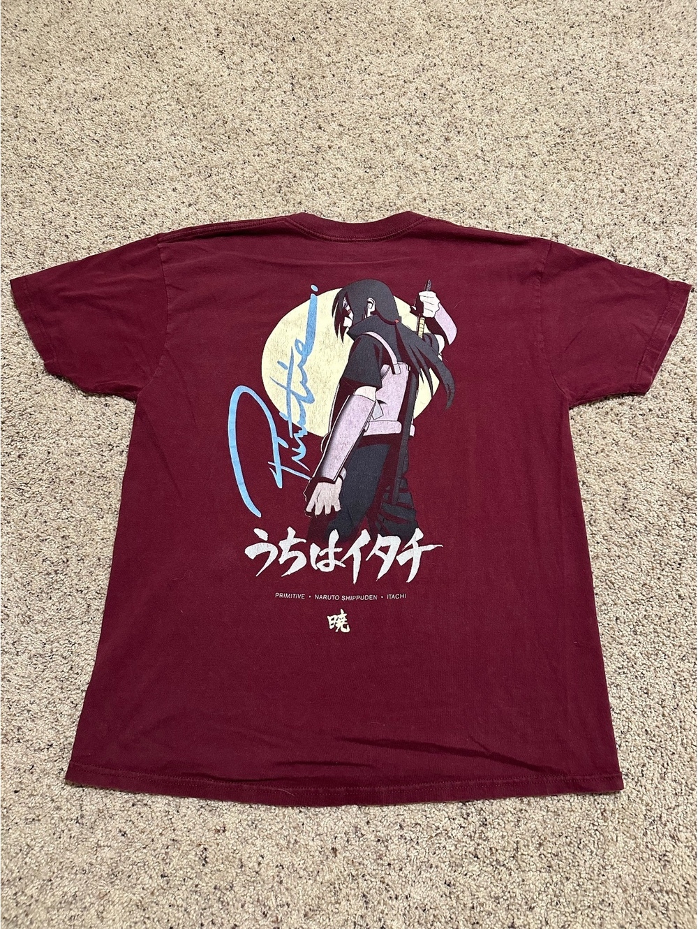 Primitive Naruto Shippuden Itachi Graphic T-Shirt Large Burgundy